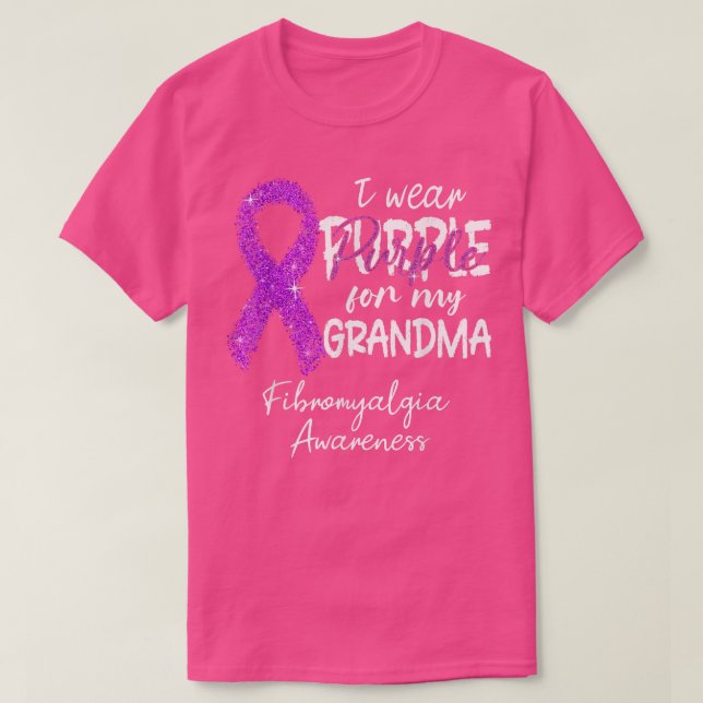 Camiseta I Wear Purple For Grandma Fibromyalgia Awareness G (Frente do Design)