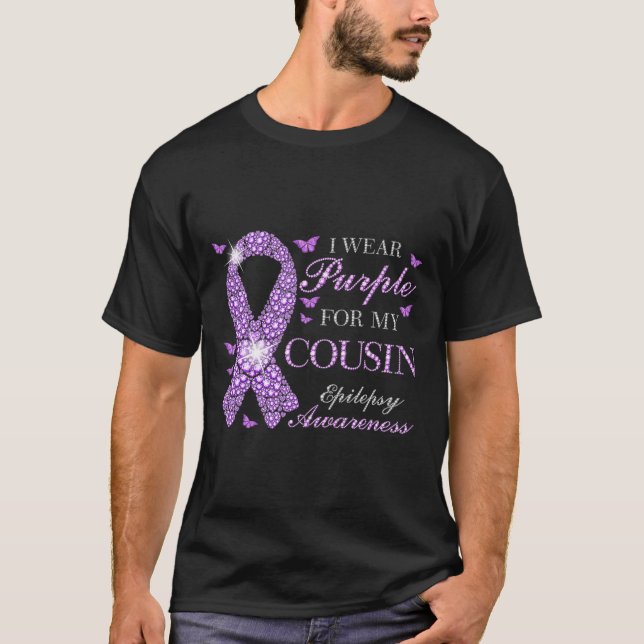 Camiseta I Wear Purple For My Cousin Epilepsy Awareness Pur (Frente)