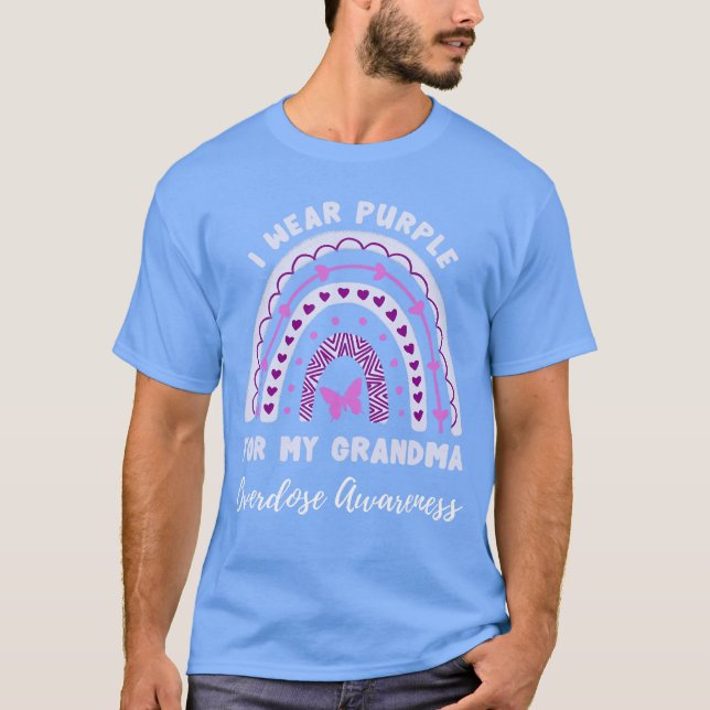 Camiseta I Wear Purple For My Grandma Overdose Awareness Ra (Frente)