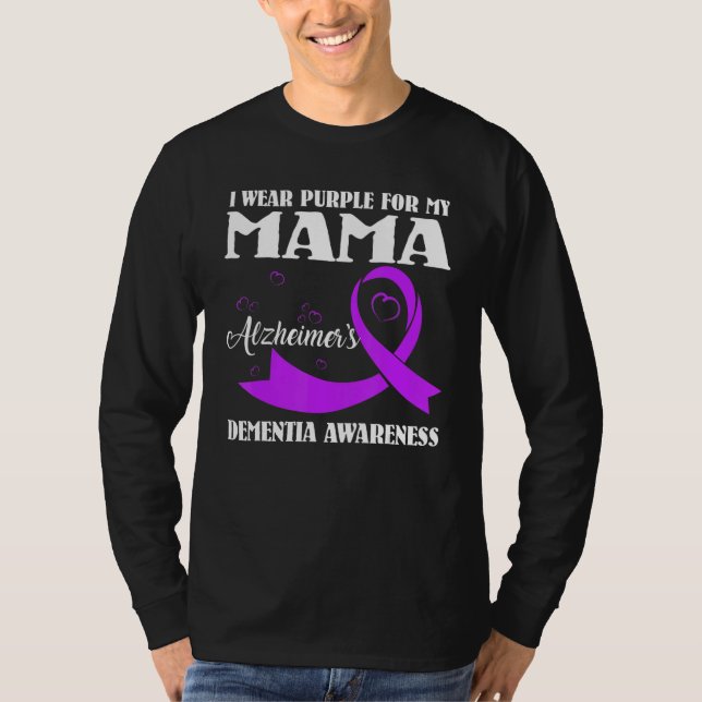 Camiseta I Wear Purple For My Mom Alzheimer's Dementia Awar (Frente)