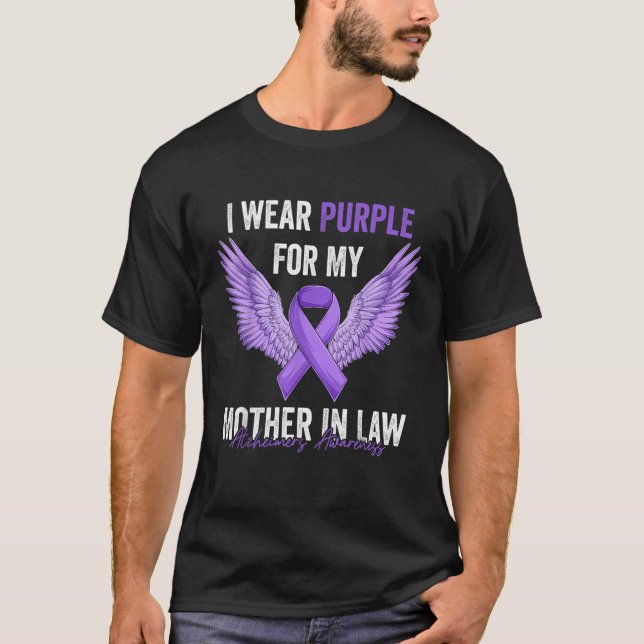 Camiseta I Wear Purple For My Mother In Law Alzheimer's Awa (Frente)