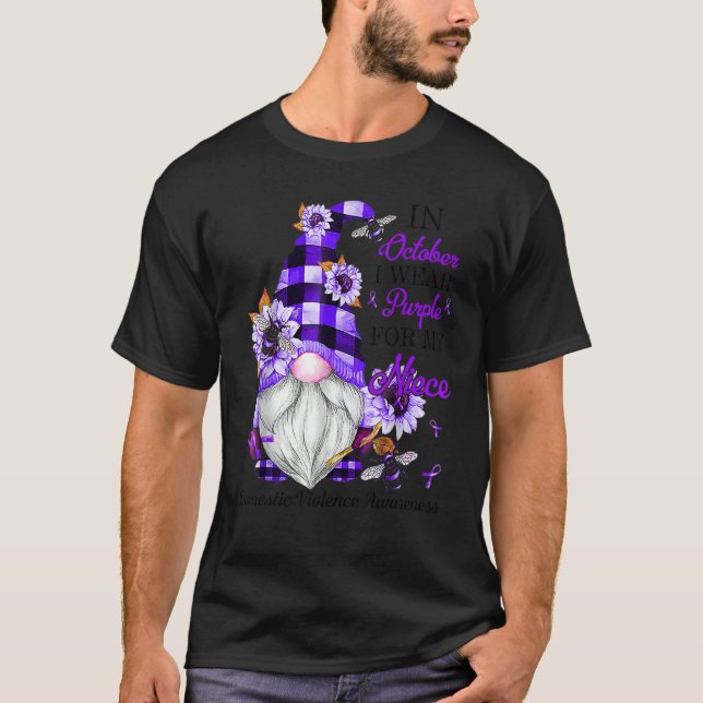 Camiseta I Wear Purple For My Niece Purple Gnome Domestic V (Frente)
