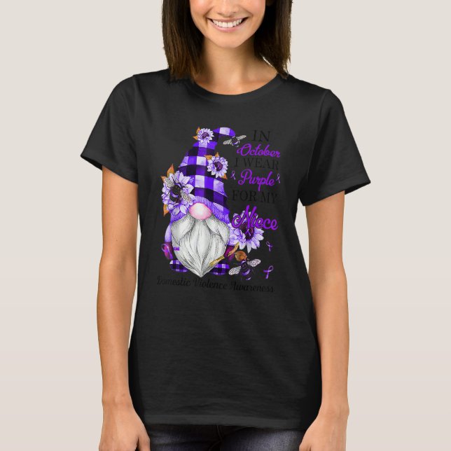 Camiseta I Wear Purple For My Niece Purple Gnome Domestic V (Frente)