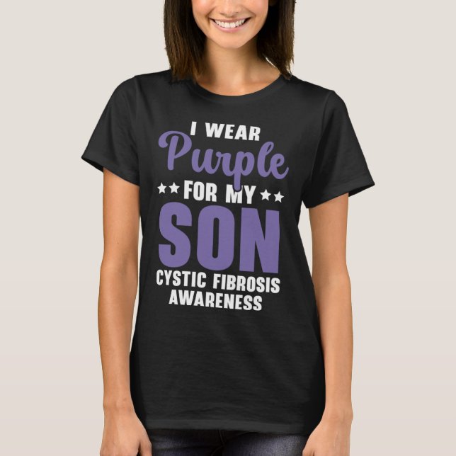 Camiseta I Wear Purple For My Son Cystic Fibrosis Awareness (Frente)