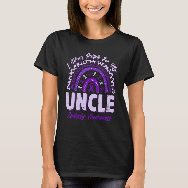 Camiseta I Wear Purple For My Uncle Epilepsy Awareness Rain (Frente)