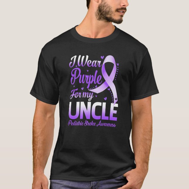 Camiseta I Wear Purple For My Uncle Pediatric Stroke Awaren (Frente)