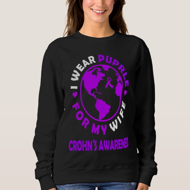 Camiseta I wear PURPLE for my WIFE CROHN'S Awareness (Frente)