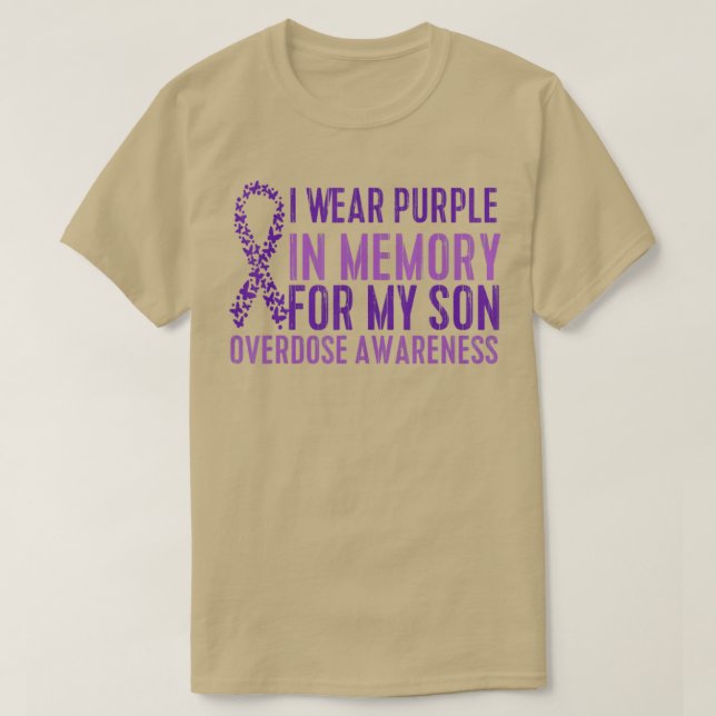 Camiseta I Wear Purple In Memory For My Son Overdose Awaren (Frente do Design)