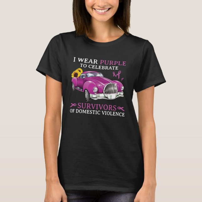 Camiseta I wear purple to celebrate survivors of domestic v (Frente)