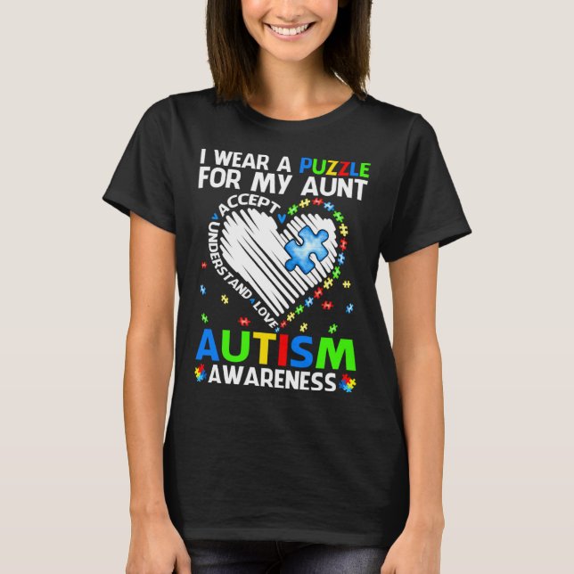 Camiseta I Wear Puzzle For My Aunt Autism Awareness (Frente)