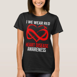 Camiseta I Wear Red For Heart Disease Awareness Red Ribbon 