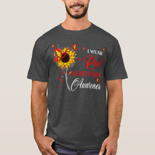 Camiseta I Wear Red Heart Disease Awareness Sunflower