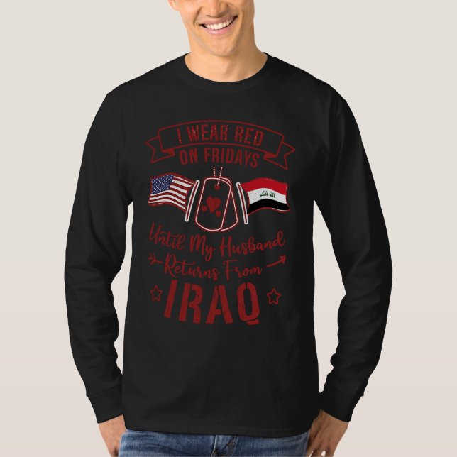 Camiseta I Wear Red On Friday Deployment Husband US Soldier (Frente)