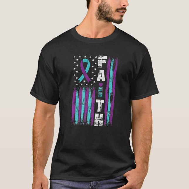 Camiseta I Wear Teal And Purple Suicide Prevention American (Frente)