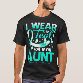 Camiseta I Wear Teal For My Aunt Ovarian Cancer Awareness 