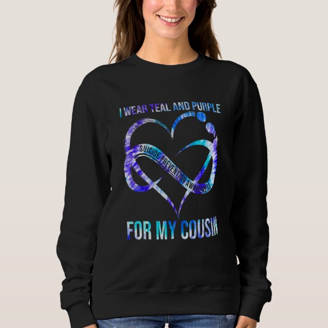 Camiseta I Wear Teal Purple For Cousin Suicide Prevention A (Frente)