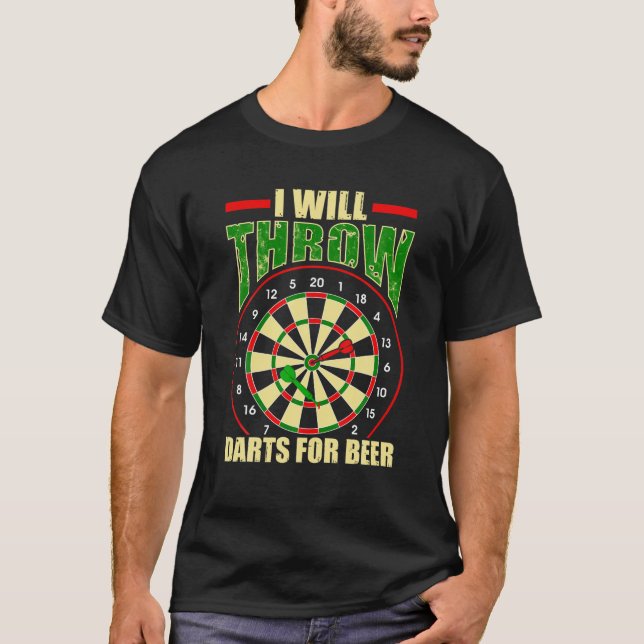 Camiseta I Will Throw Darts For Beer - Dart Bullseye (Frente)