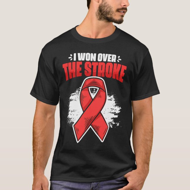 Camiseta I Won Over Stroke Survivor Red Ribbon Stroke Aware (Frente)