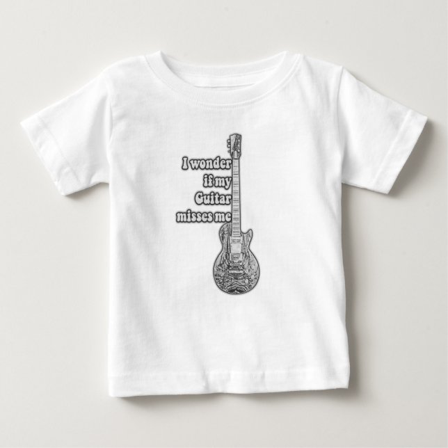 Camiseta I wonder if my guitar misses me. Black and white (Frente)