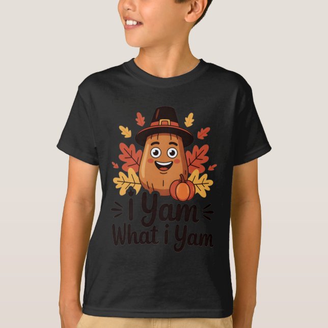 Camiseta I Yam What I Yam Clic Thanksgiving Yam With Hat Lo (Frente)
