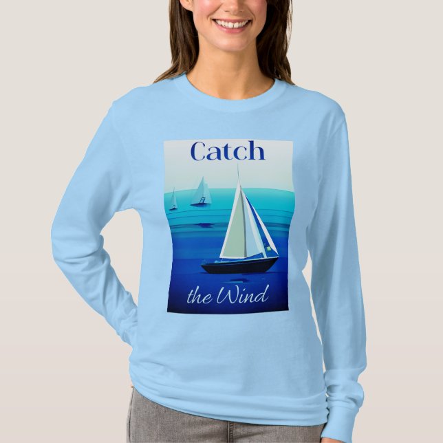 Camiseta Iates sob vela, pegue o vento (Frente)