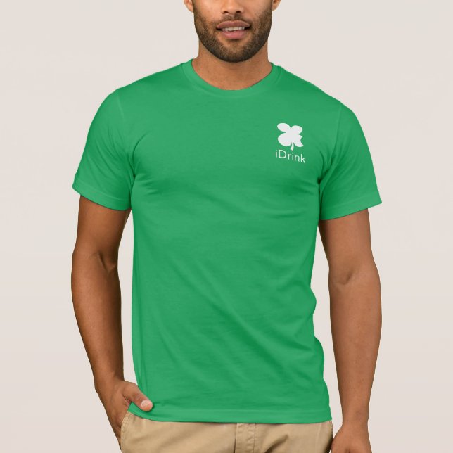 Camiseta iBeba Dia de São Patrício engraçado verde sortudo  (Frente)