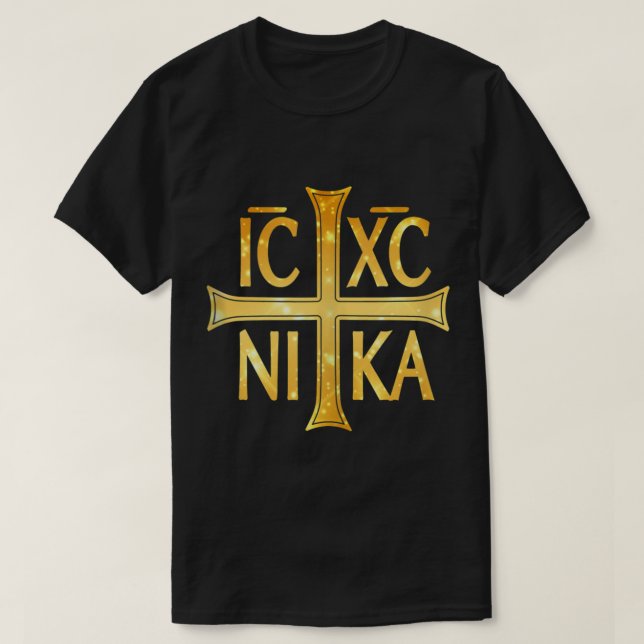 Camiseta IC XC NIKA Christogram Cross Orthodox Christian Ta (Frente do Design)
