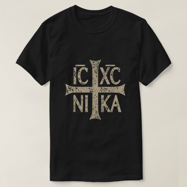 Camiseta IC XC NIKA Cross Christograma ortodoxo cristão (Frente do Design)