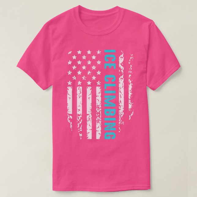 Camiseta Ice Climbing American Flag Patriotic Winter Sports (Frente do Design)