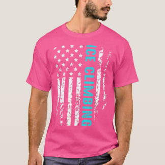 Camiseta Ice Climbing American Flag Patriotic Winter Sports
