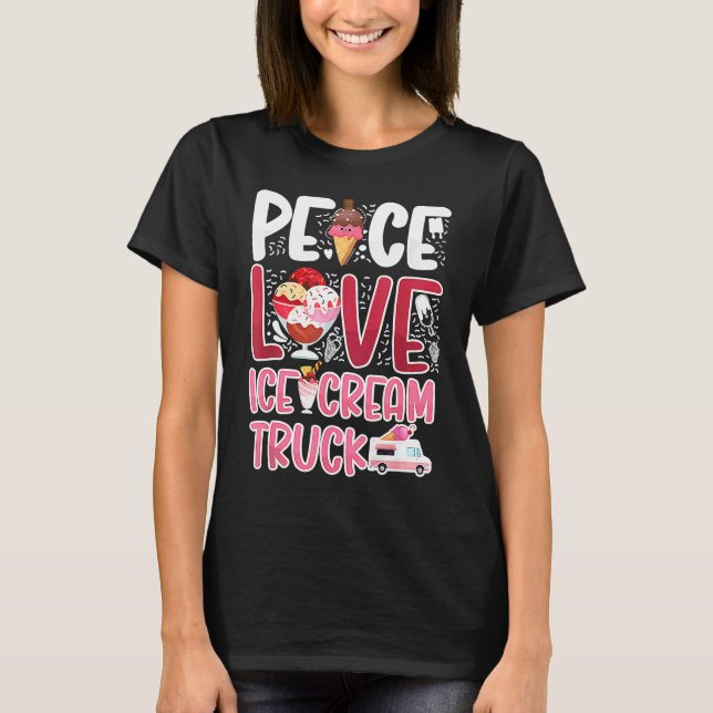 Camiseta Ice Cream Truck  Peace Love Ice Cream Truck Van Co (Frente)