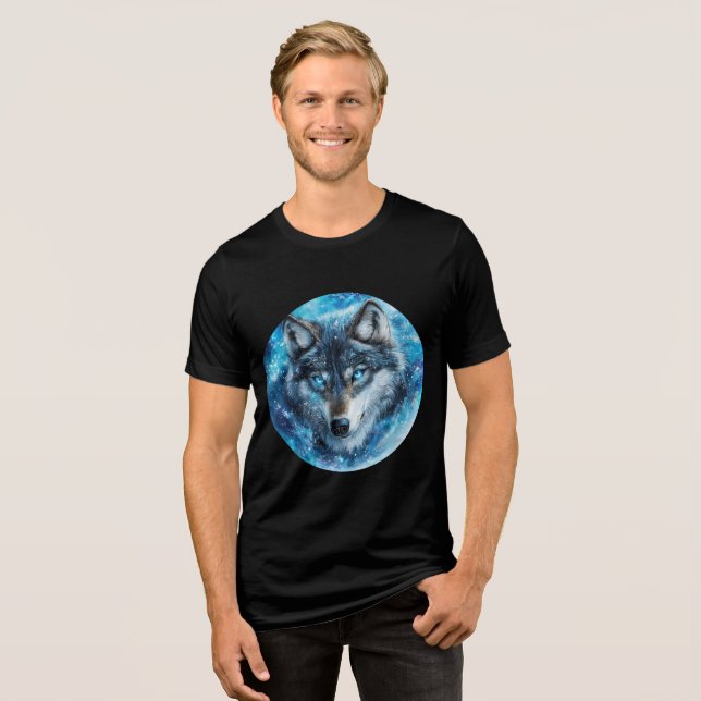 Camiseta Ice Galaxy Wolf with Blue Eyes (Frente Completa)