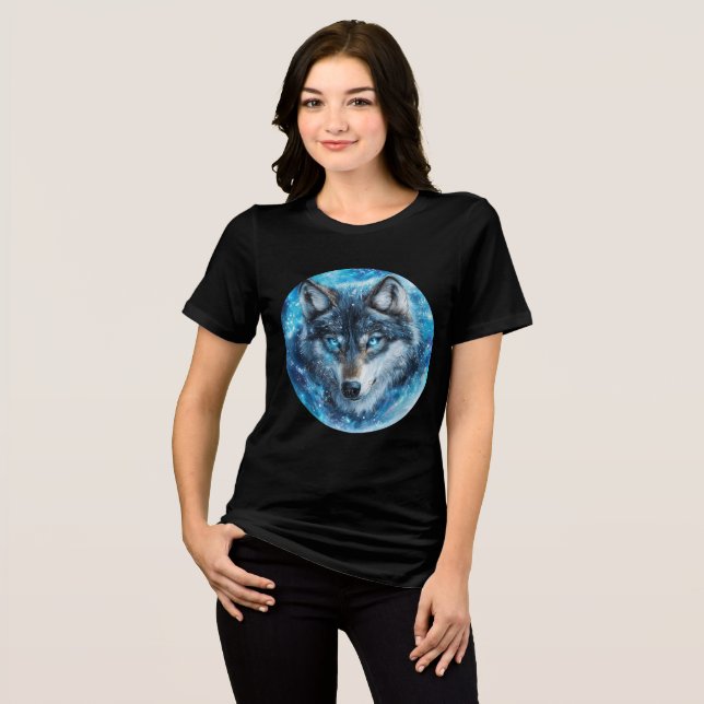 Camiseta Ice Galaxy Wolf with Blue Eyes (Frente Completa)