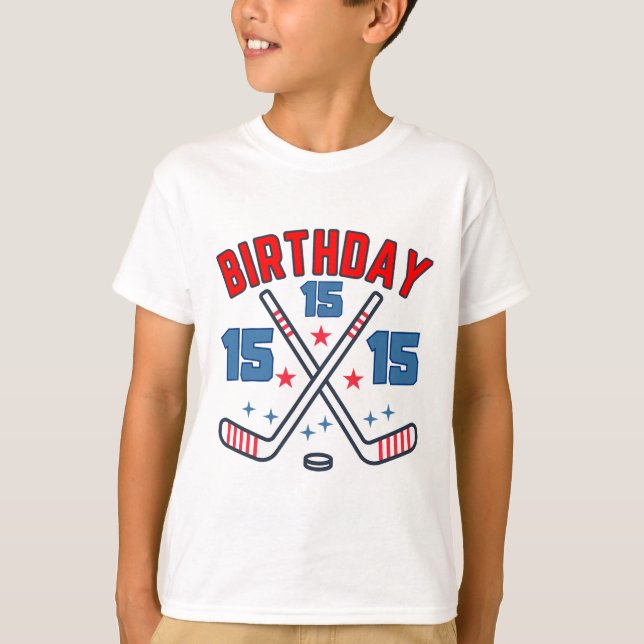 Camiseta Ice Hockey Fifth-teen Birthday Boy 15th Party Boys (Frente)