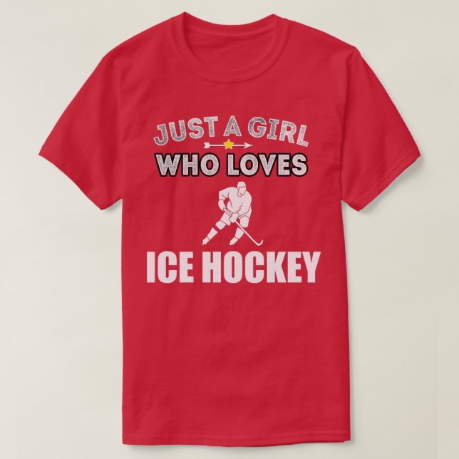 Camiseta Ice Hockey Girl ama Hockey Sports Engraçado Gift (Frente do Design)