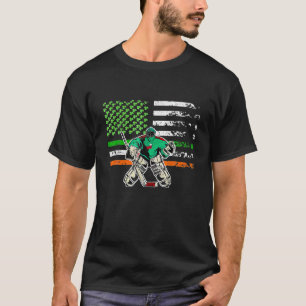 Camiseta Ice Hockey Goalie Irish American Flag St Patricks