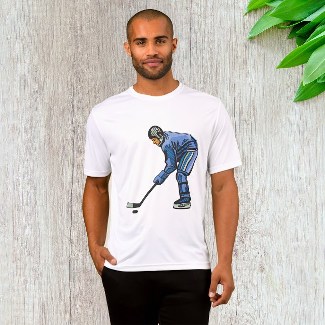 Camiseta Ice Hockey Player in Blue Uniform (Criador carregado)