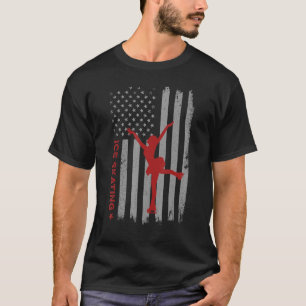 Camiseta Ice Skating American Flag Figura Ice Skating Girl