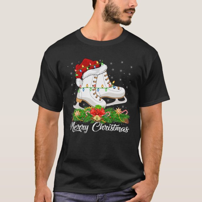 Camiseta Ice Skating Lover Matando Santa Hat Ice Skating C (Frente)
