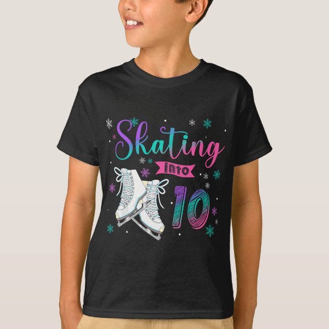 Camiseta Ice Skating Rolling 10th Festa de aniversário Girl (Frente)
