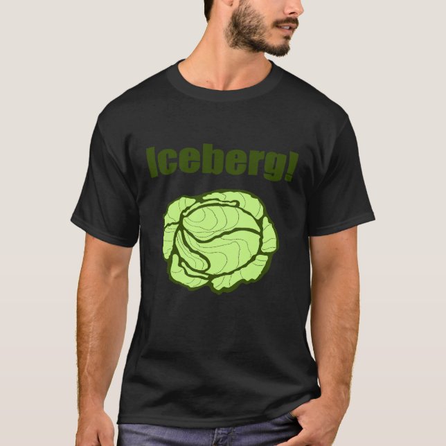 Camiseta Iceberg Cabeça de Alface Aviso Piada Vegetariana (Frente)