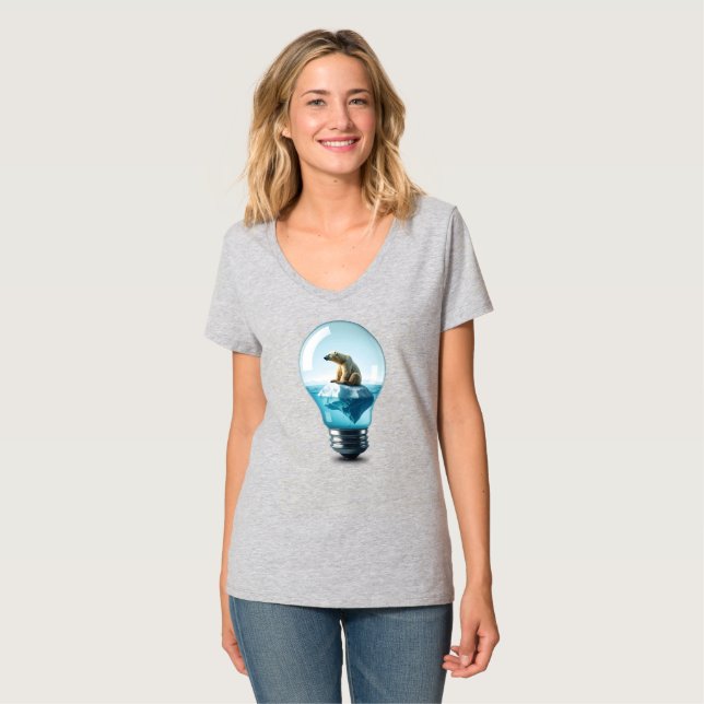 Camiseta Iceberg da Lâmpada - Urso Polar em uma Lâmpada (Frente Completa)