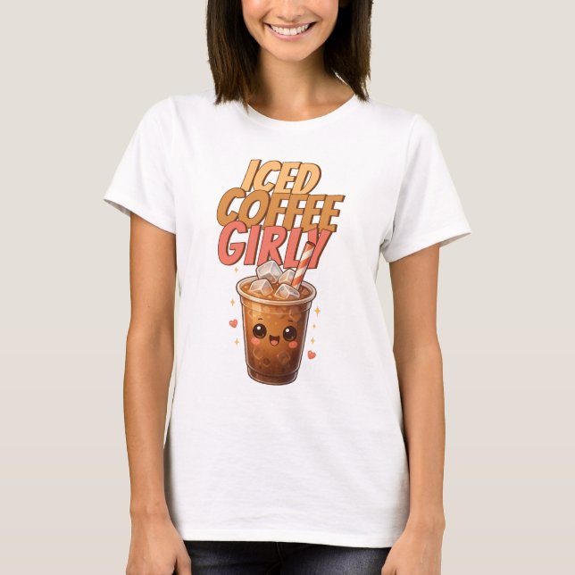 Camiseta Iced Coffee Girly Cute Kawaii Café (Frente)