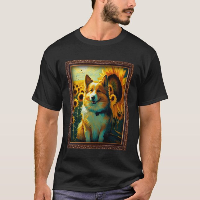 Camiseta Icelandic Sheepdog Painting Sunflower Flower Mom W (Frente)
