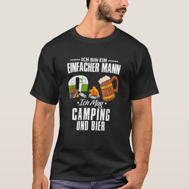 Camiseta Ich Caixa Ein Einfach Mann Acampando Uns Biercarav (Frente)
