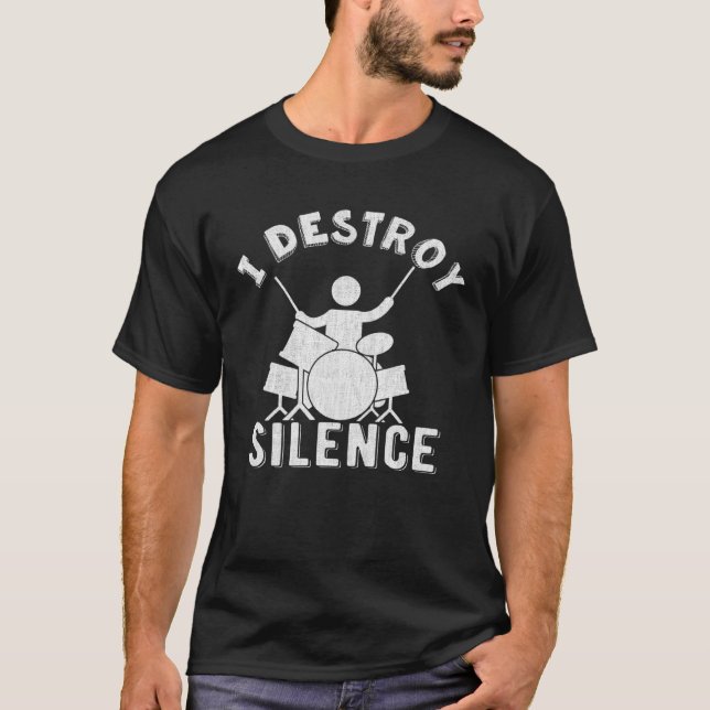 Camiseta Ich Destöre Silence Drum Set Drum Player (Frente)