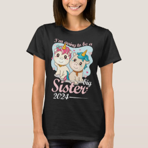 Camiseta Ich werde große Schwester 2024 Unicorn Baby Announ