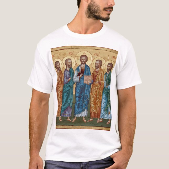 Camiseta Ícone Bizantino de Cristo e Apóstolos (Frente)