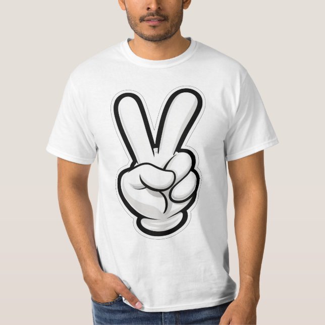 Camiseta Ícone Clássico do Símbolo da Paz com a Mão (Frente)
