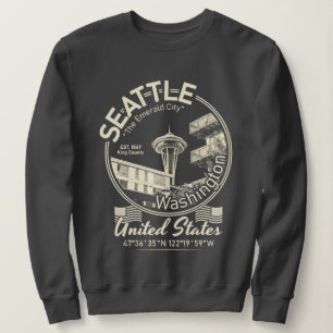 CAMISETA ÍCONE DA CIDADE DO SEATTLE - VINTAGEM DE WASHINGTO